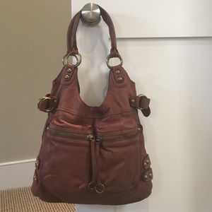 Linea Pelle brown leather shoulder purse