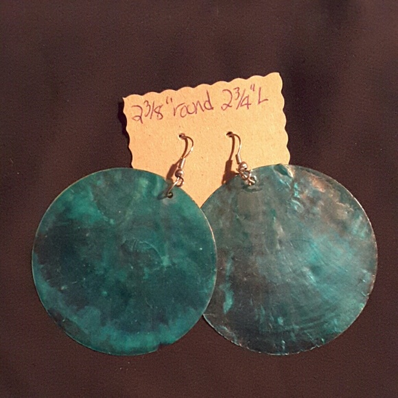 Turquoise colored disc earrings