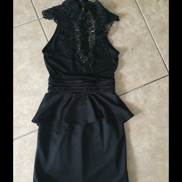 Black halter lace dress