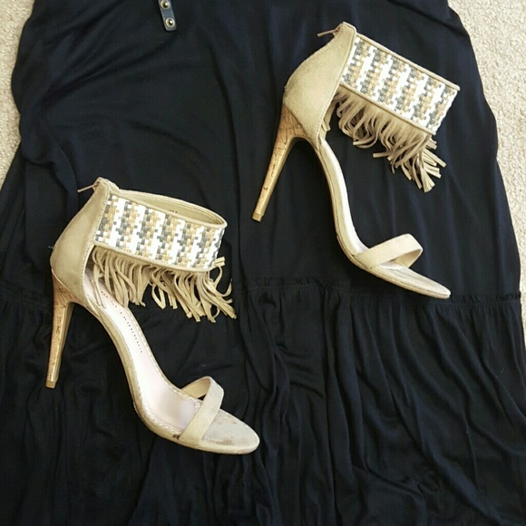 Chinese Laundry Leather Suede Fringe Heels Sz 8 - Picture 2 of 4