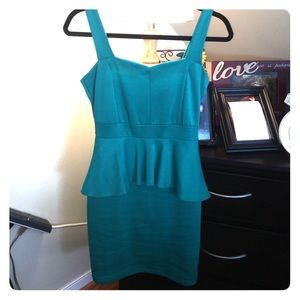 Peplum teal dress