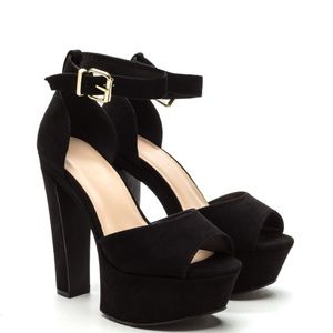 Black Chunky Platform Heels