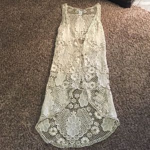 Long crochet vest tunic