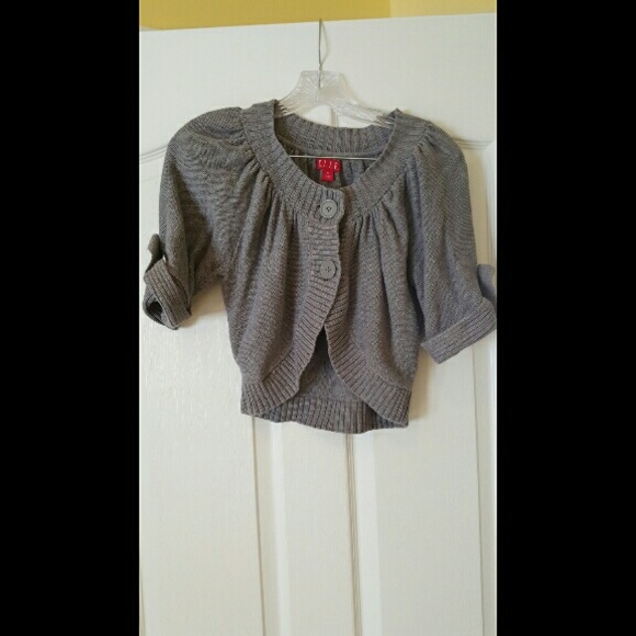 ELLE gray cropped cardigan sweater shrug, S