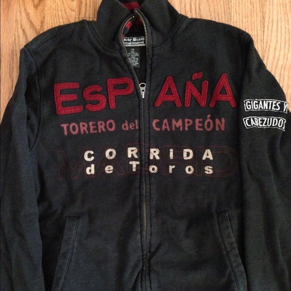 Men's Lucky Brand Espana Black Sweatshirt Size XS