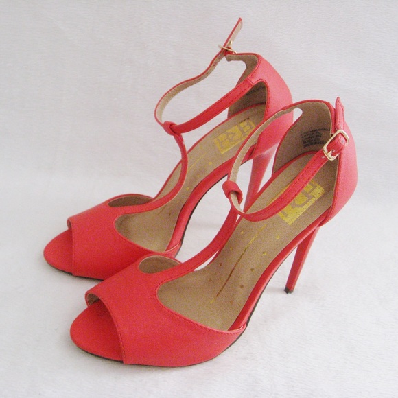coral high heel sandals