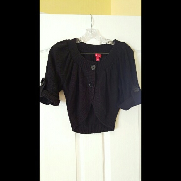 ELLE black cropped cardigan sweater shrug, S