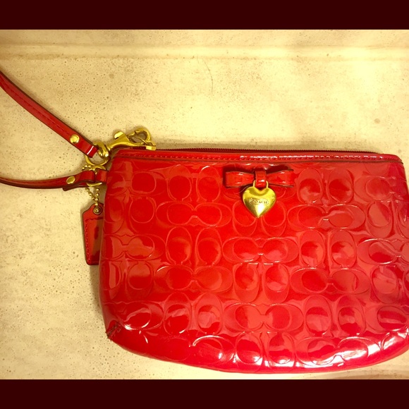 COACH Red Patent Leather Wristlet
