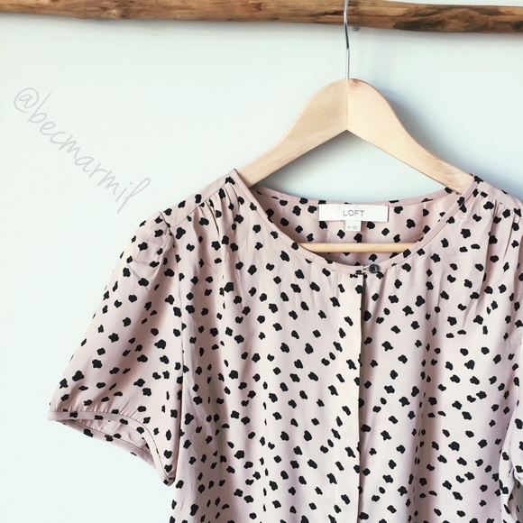 LOFT Tops - Loft | Black spotted Nude Top