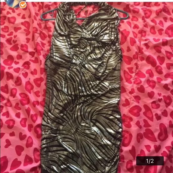 Fitted black and silver dress