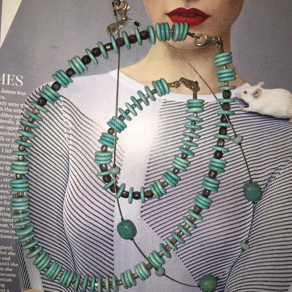Genuine turquoise necklaces & bracelet set