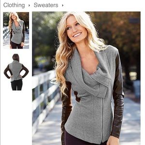 Venus motorcycle faux leather sleeves sweater