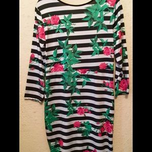 Striped Dress with Roses