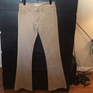 Boot cut tan stretchy jeans