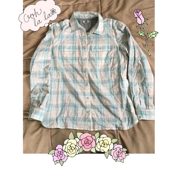 L.L. Bean Baby Blue Plaid Button Up