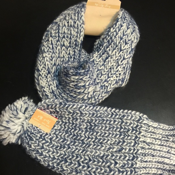 Blue & White Knitted Scarf and Beanie