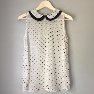 Sheer Peter Pan Blouse with Black Heart Pattern