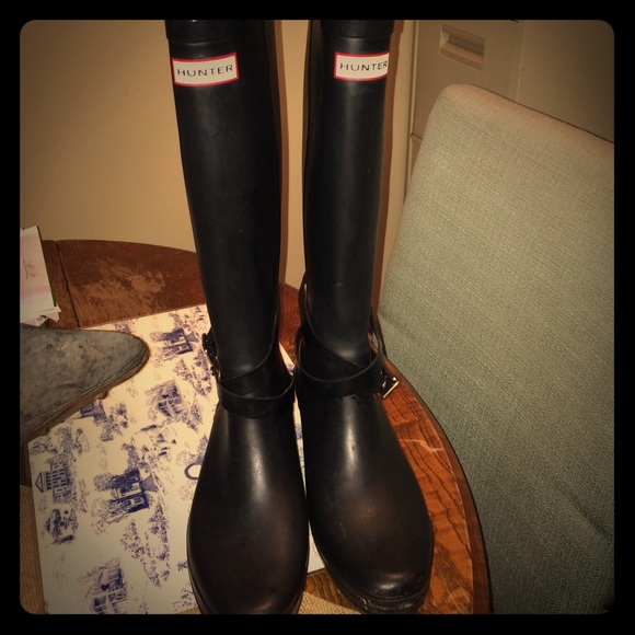 Black HUNTER Wedge Rain Boots