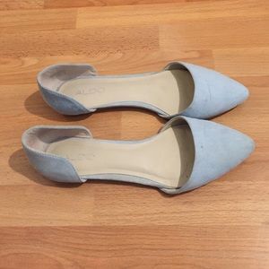 Powder blue pointy flats