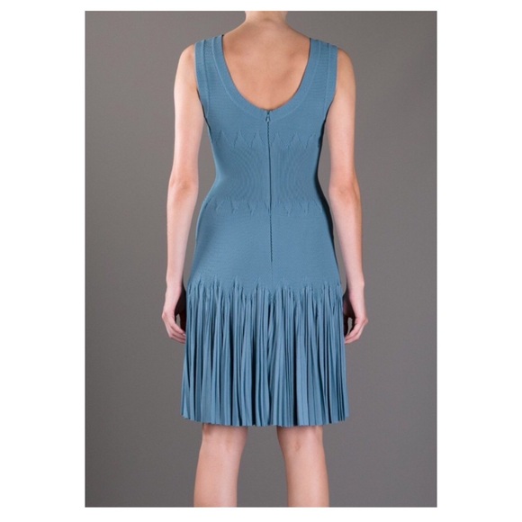 Alaia Blue Sleeveless V-Neck Dress - Picture 2 of 3