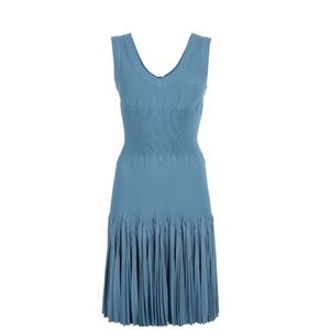 Alaia Blue Sleeveless V-Neck Dress