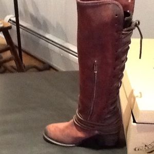 Wine colored suede knee high boots