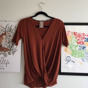 Dolan short sleeved cross front top, size: XS