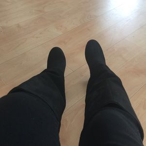 Black wide calf boots