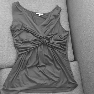 Black charlotte russe top with a knot in front.