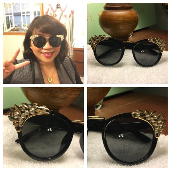 SALEšRetro Rhinestone Cat Eye Sunglasses - Picture 4 of 4