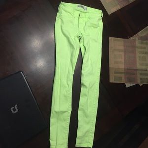 Highlighter green Hollister skinny jeans