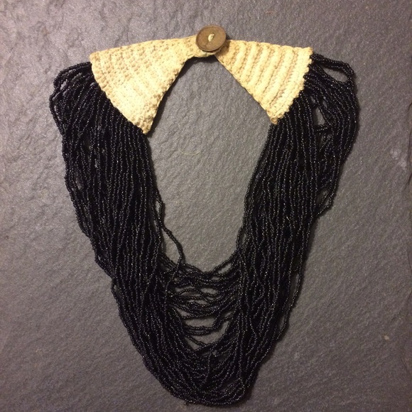 Boho black bead necklace