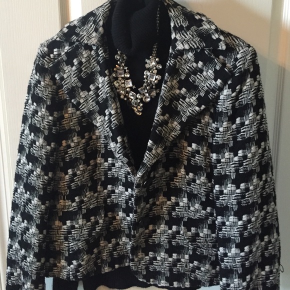 Talbots Womens L black and white lined jacket