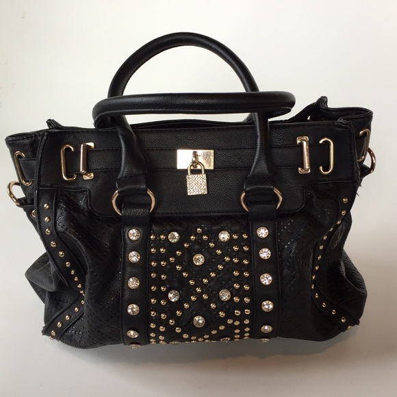 Glamorous black & gold studded bag