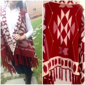 NWOT Reversible Tribal Fringe Vest