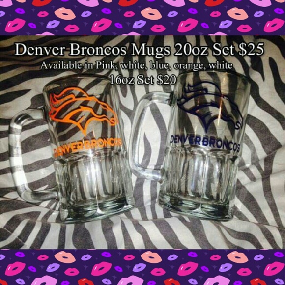 (2) 20oz Denver Broncos Mugs