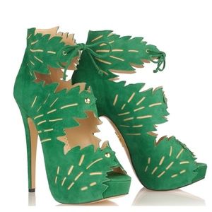 Charlotte Olympia Eve Suede Platform Cutout Heels
