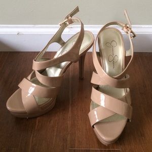 Nude strappy heels