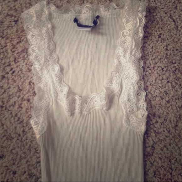 BCBG lace silk ribbed tank top blouse