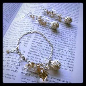 SALE! Silver Pearly Swarovski Crystal Set