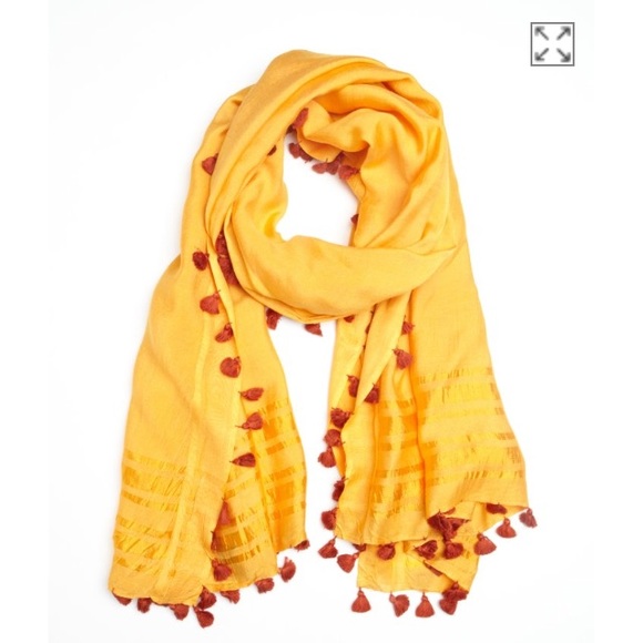 La Fiorentina Yellow Stretch Scarf with Tassels - Picture 2 of 3