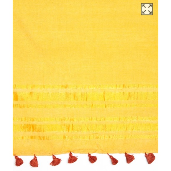 La Fiorentina Yellow Stretch Scarf with Tassels - Picture 3 of 3