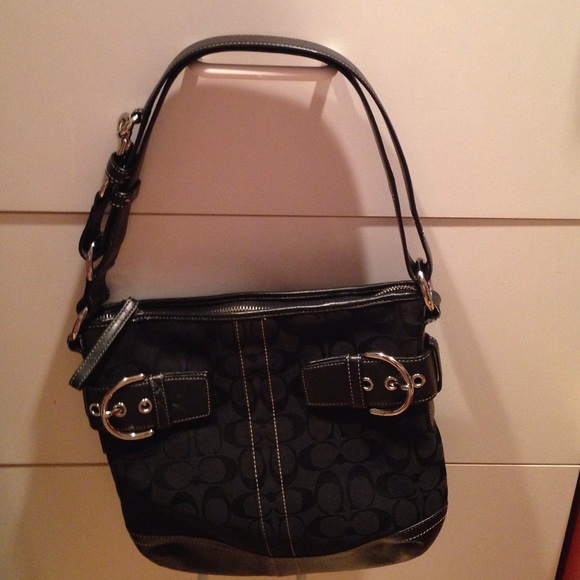 Vintage Coach leather black signature hobo with dust bag - Picture 6 of 8