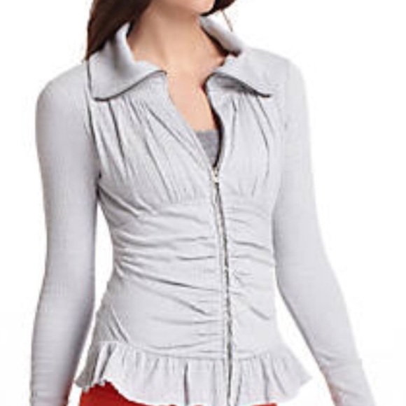 Anthropologie Eloise crinkle zip up