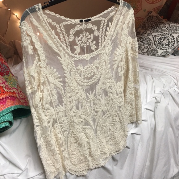 See through lace blouse