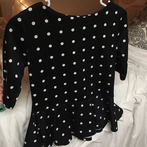 Polka dot peplum blouse