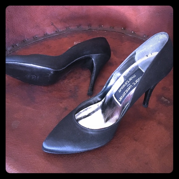 Stuart Weitzman - Black satin evening shoe