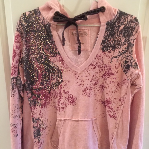 Light Pink Hooded V-Neck "Dress" Sweatshirt