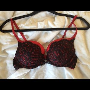Red and black bra