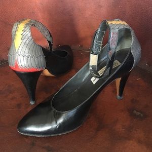 Black ankle strap heels